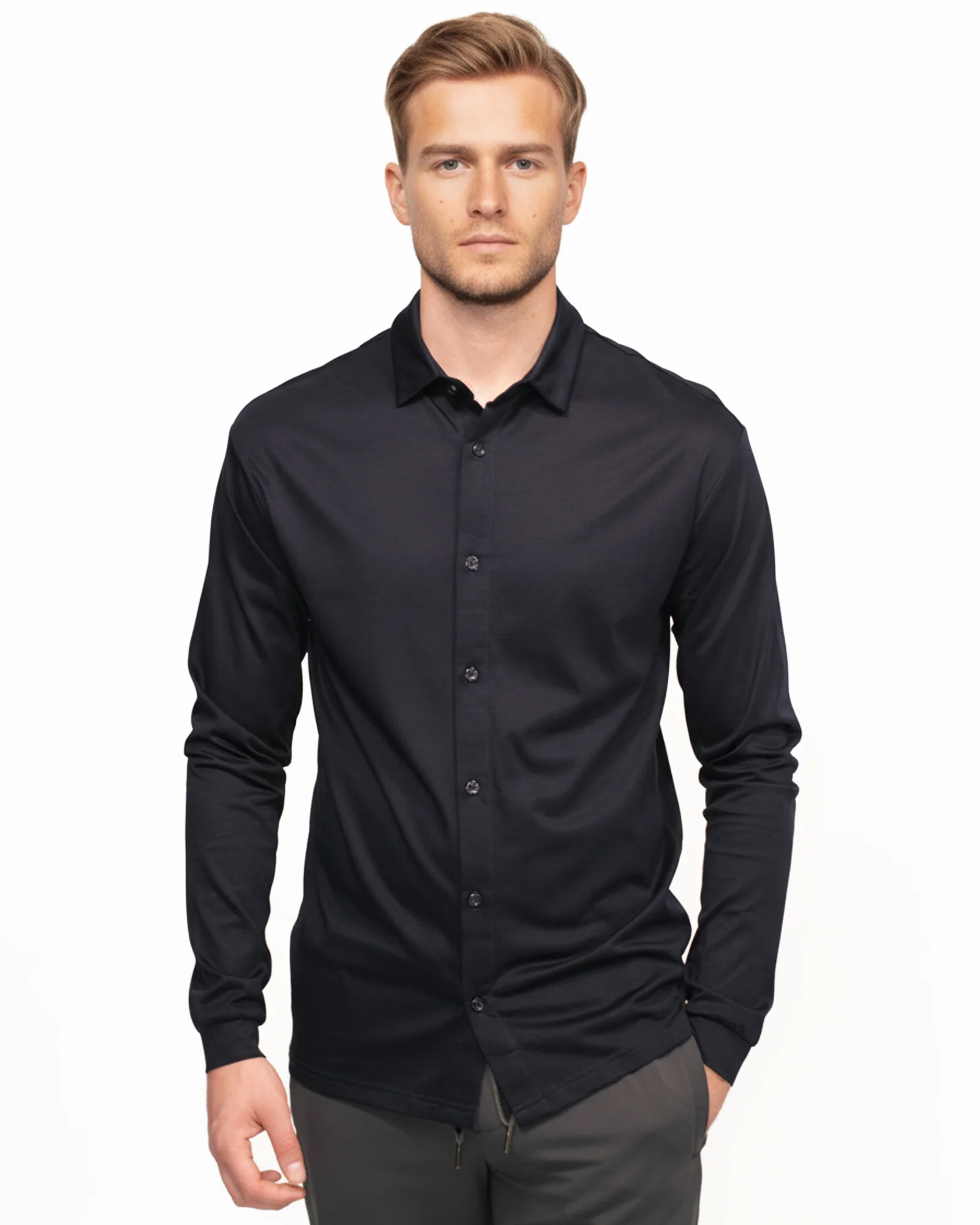Luxe Button Through Shirt - Navy - Image 2