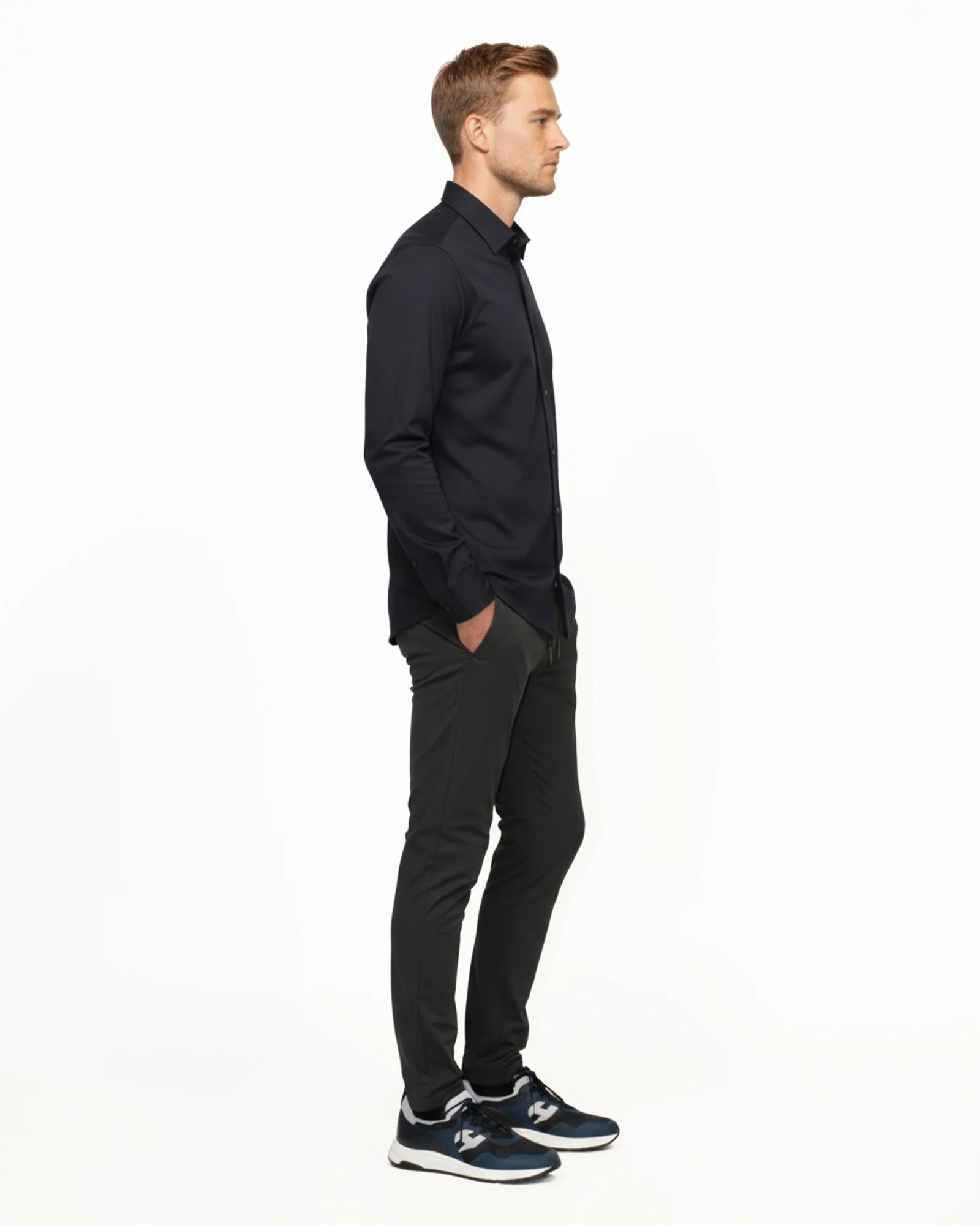 Luxe Button Through Shirt - Navy - Image 3
