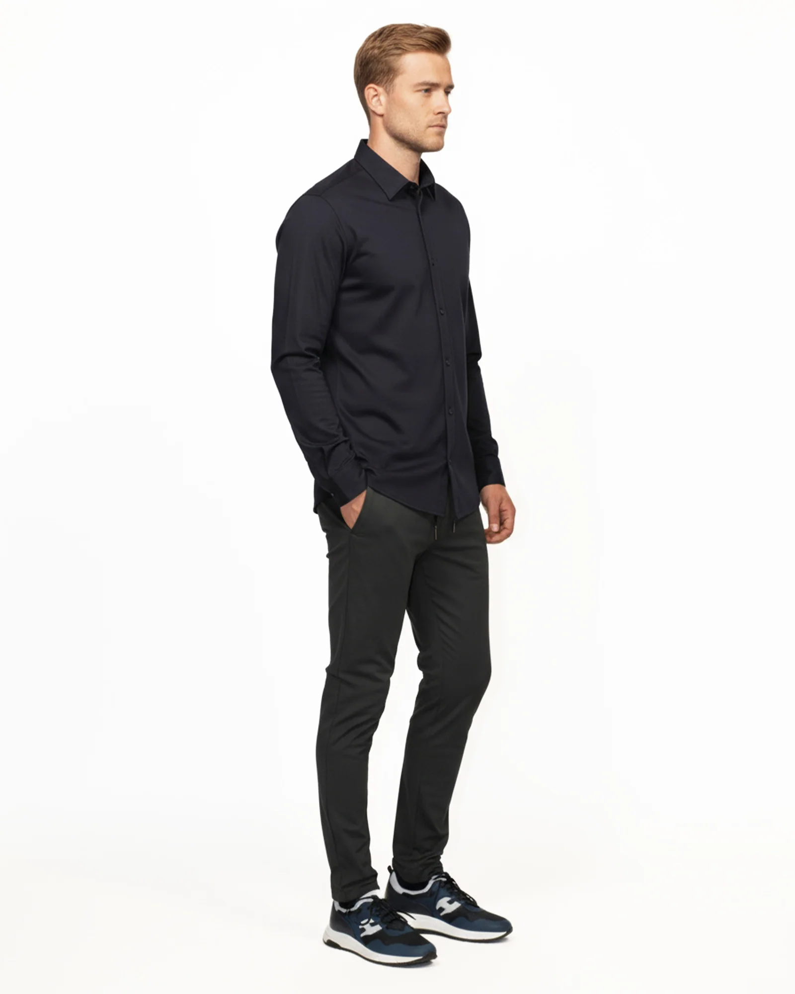 Luxe Button Through Shirt - Navy - Image 4