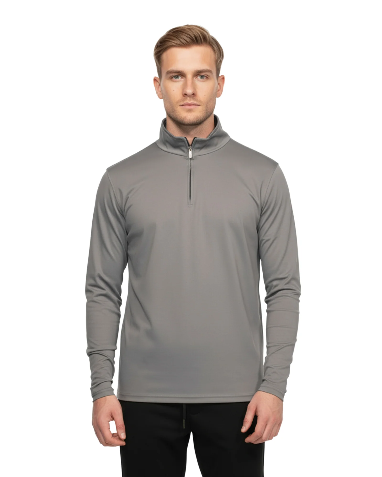 Luxe Quarter Zip Jumper - Grey - Image 2