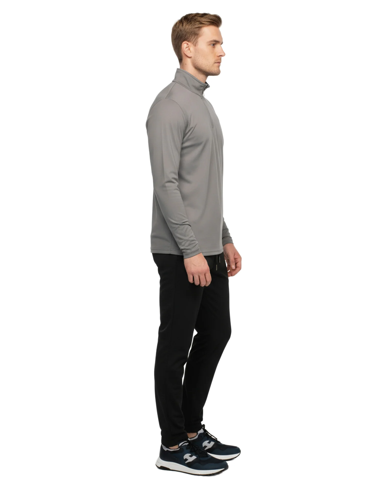 Luxe Quarter Zip Jumper - Grey - Image 3