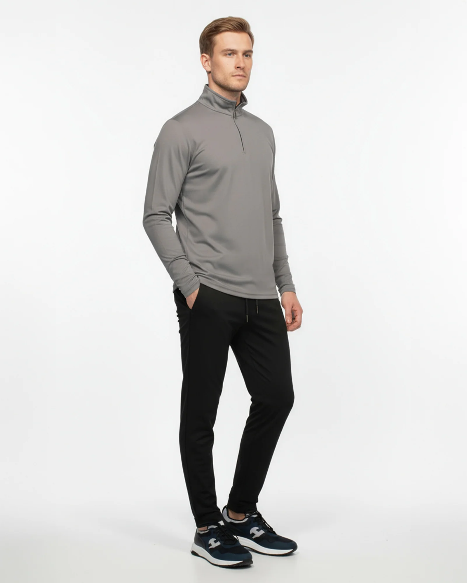 Luxe Quarter Zip Jumper - Grey - Image 4