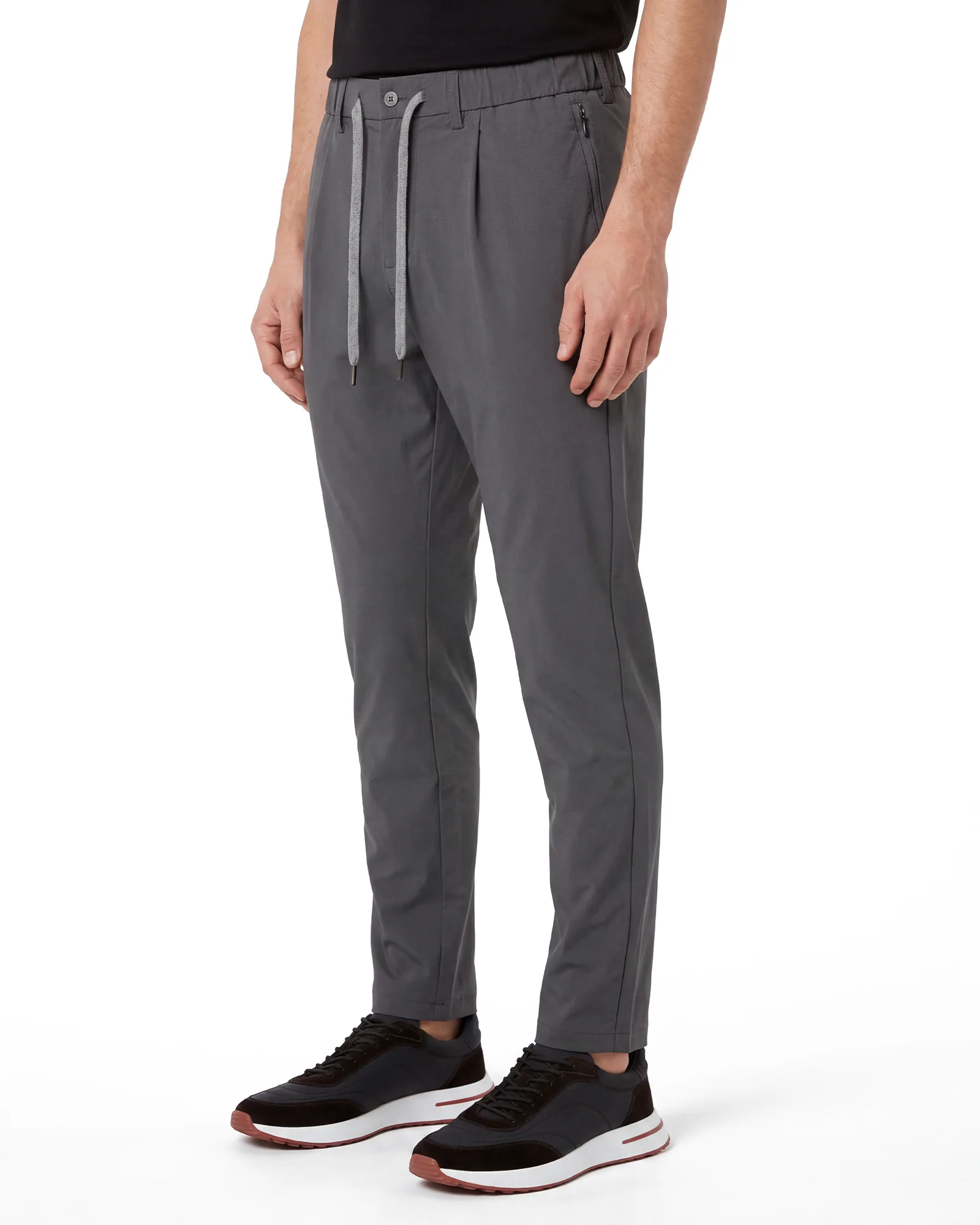 Luxe Button Loop Belt Pants - Grey - Image 3