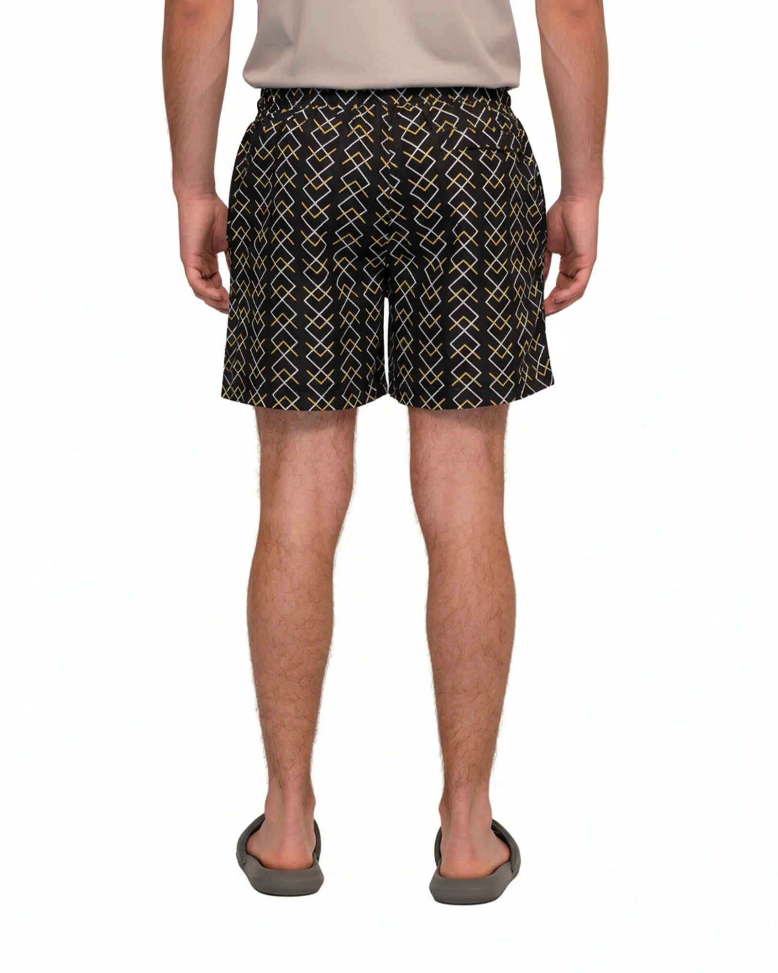 Swim Short - Black With Yellow V - Image 3